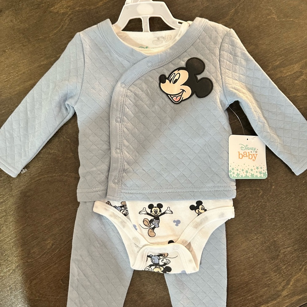 Disney Baby Blue Mickey Mouse Matching Set